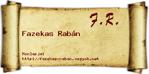Fazekas Rabán névjegykártya